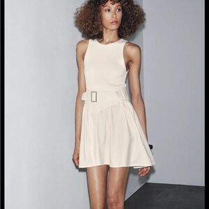 Zara limited edition minimalist cotton belted mini dress